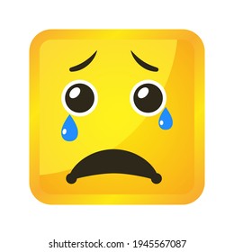 Yellow square emoticons and emojis. Vector illustration in flat style close-up