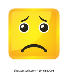 Yellow square emoticons and emojis. Vector illustration in flat style close-up