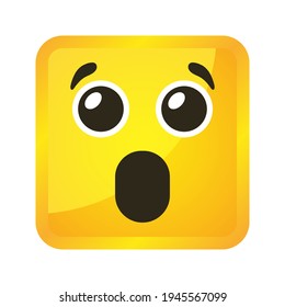 Yellow square emoticons and emojis. Vector illustration in flat style close-up