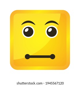Yellow square emoticons and emojis. Vector illustration in flat style close-up