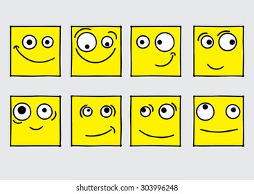 Yellow square emoticons which look like cheese slices.