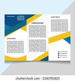Tríplio de negocio de vector cuadrado amarillo Folleto planchado de diseño plano