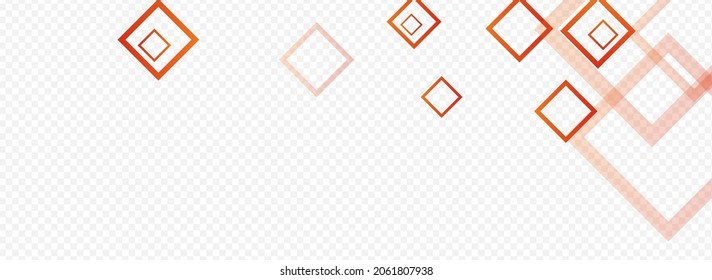 Yellow Square Geometric Vector Panoramic Transparent Background. Contemporary Tile Texture. White Shape Pattern. Orange Digital Cover.