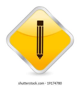 Yellow square icon isolated on a white background. Vector illustration.