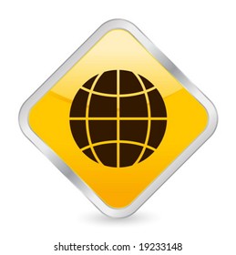 Yellow square icon isolated on a white background. Vector illustration.