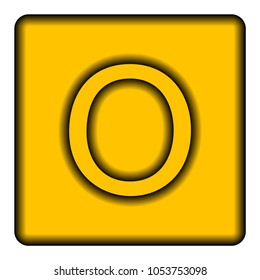 Yellow square icon with a symbol (O) on a white background