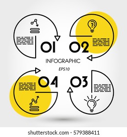 yellow square infographic with lines, four options
