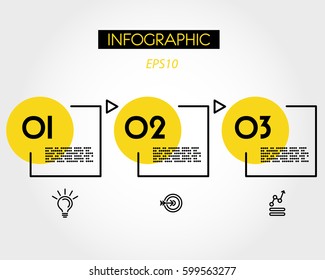 Yellow Square Infographic Three Options, Linear Concept