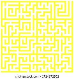 Yellow square maze (20x20) on a white background