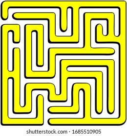 Yellow square maze(10x10) on a white background