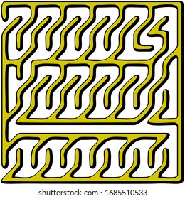 Yellow square maze(12x12) on a white background svg