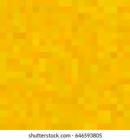 Yellow Square Mosaic Background. Seamless 3D Pixel Mosaic. Vintage Colorful Texture. Vector illustration.