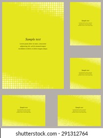 Yellow square mosaic page corner design template invitation, greeting, presentation, card, letter, paper, brochure, etc...