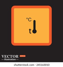 Yellow square on a black background, Thermometer , vector illustration, EPS 10