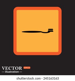 Yellow square on a black background, Toothbrush and Toothpaste , vector illustration, EPS 10