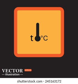 Yellow square on a black background, Thermometer , vector illustration, EPS 10