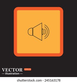 Yellow square on a black background, Sound on, vector illustration, EPS 10
