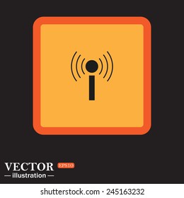 Yellow square on a black background, The wireless network , vector illustration, EPS 10