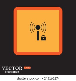 Yellow square on a black background, Wireless network access is closed, locked, vector illustration, EPS 10