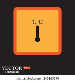 Yellow square on a black background, Thermometer , vector illustration, EPS 10