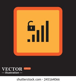 Yellow square on a black background, signal strength indicator, open access , vector illustration, EPS 10