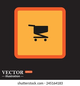 Yellow square on a black background, Shoping basket , vector illustration, EPS 10