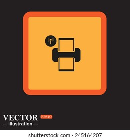 Yellow square on a black background, Printer with wi-fi connection , vector, EPS 10