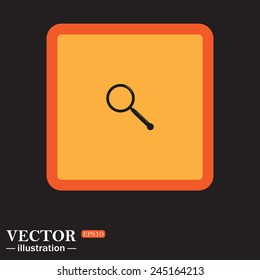 Yellow square on a black background, Magnifying glass. Search , vector illustration, EPS 10