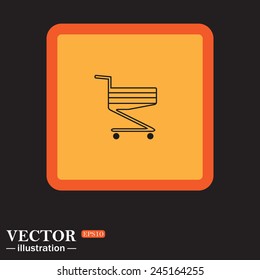 Yellow square on a black background, Shoping basket , vector illustration, EPS 10