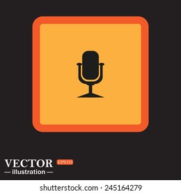 Yellow square on a black background, Microphone. Voice recording, vector illustration, EPS 10