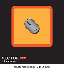 Yellow square on a black background, realistic wireless mouse, vector illustration, EPS 10