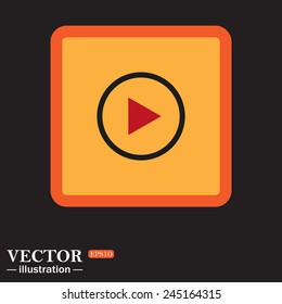 Yellow square on a black background, play, vector, EPS 10