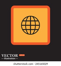 Yellow square on a black background, Globe,  vector illustration, EPS 10