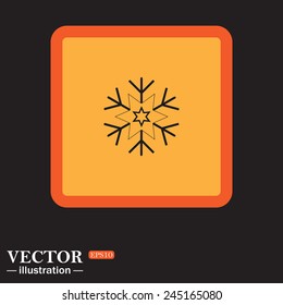 Yellow square on a black background, large  snowflake , vector illustration, EPS 10