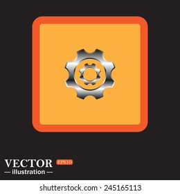 Yellow square on a black background, Cog Settings , vector illustration, EPS 10