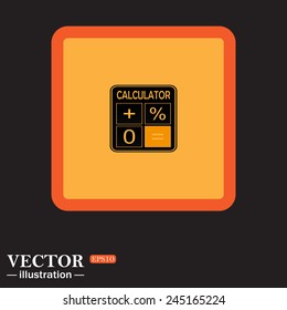 Yellow square on a black background, calculator, vector illustration, EPS 10