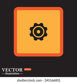 Yellow square on a black background, Cog Settings , vector illustration, EPS 10