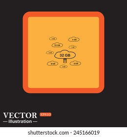 Yellow square on a black background, collection of cloud storage , vector illustration, EPS 10