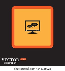 Yellow square on a black background, chat via computer , vector illustration, EPS 10
