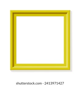 Yellow square picture frame isolated on white background