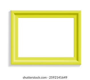 Yellow square picture frame isolated on white background