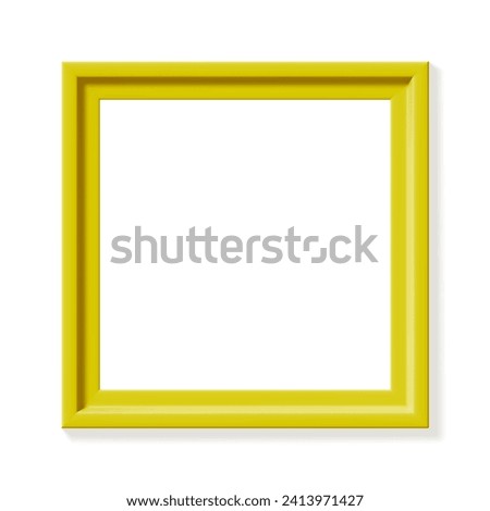 Yellow square picture frame isolated on white background