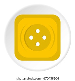 Yellow square sewing button icon in flat circle isolated vector illustration for web