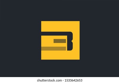 yellow square simple letter B blue logo alphabet for company logo icon design. Suitable for a corporate or business design