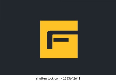 yellow square simple letter F blue logo alphabet for company logo icon design. Suitable for a corporate or business design