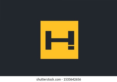 yellow square simple letter H blue logo alphabet for company logo icon design. Suitable for a corporate or business design