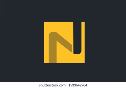 yellow square simple letter N blue logo alphabet for company logo icon design. Suitable for a corporate or business design