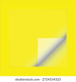 Cuadrado amarillo con la Pequeña esquina de papel posterior pelada