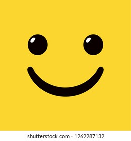 Yellow square smiley emoticon with glad happy smile.