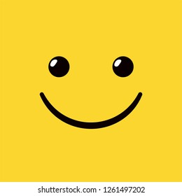 Yellow square smiley emoticon with happy smile. Gladness symbol.